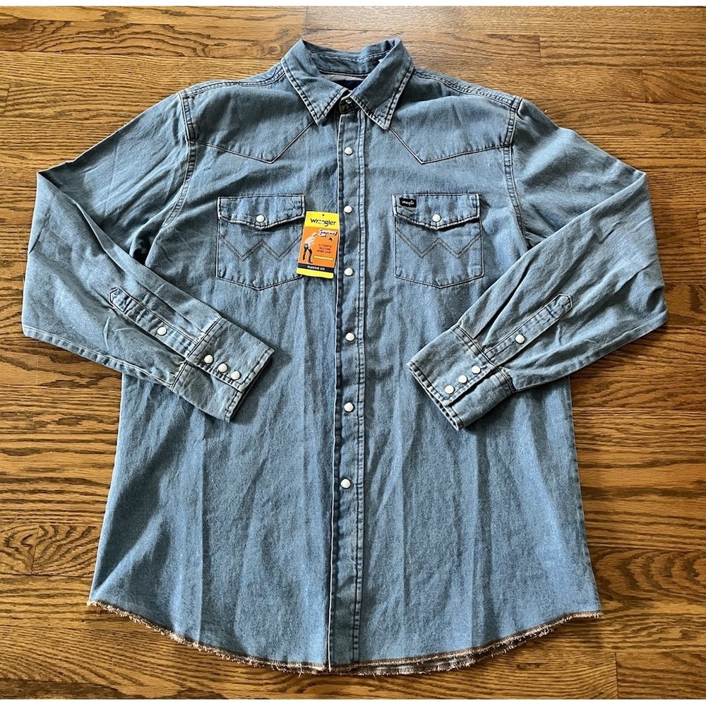 Wrangler ~ Men's Work Western Shirt ~ Stonewashed ~ Men's Large NWT